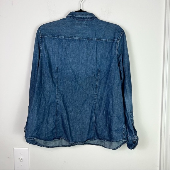 Lands End button down shirt womens 18P blue denim long sleeve - Picture 2 of 8